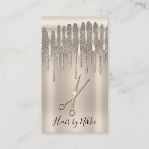 Champagne Guld Hair Stylist Diamond Glitter Drift Visitkort