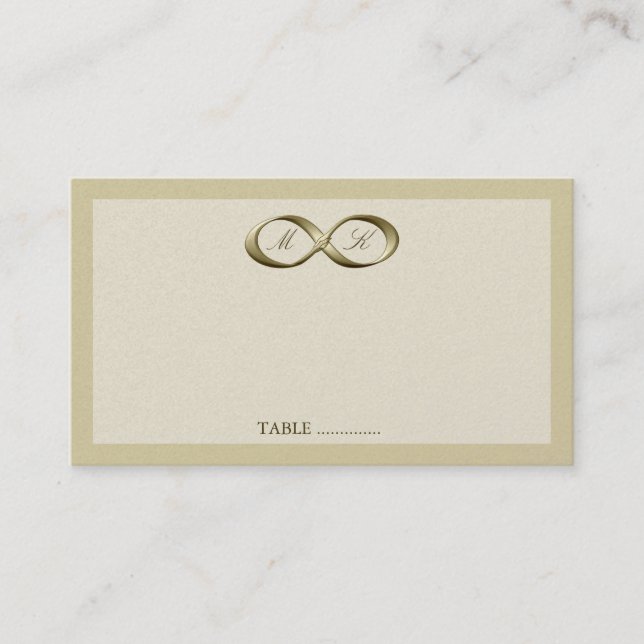 Champagne Guld Infinity Hand Clasp Bröllop Ställe  Placeringskort (Framsida)
