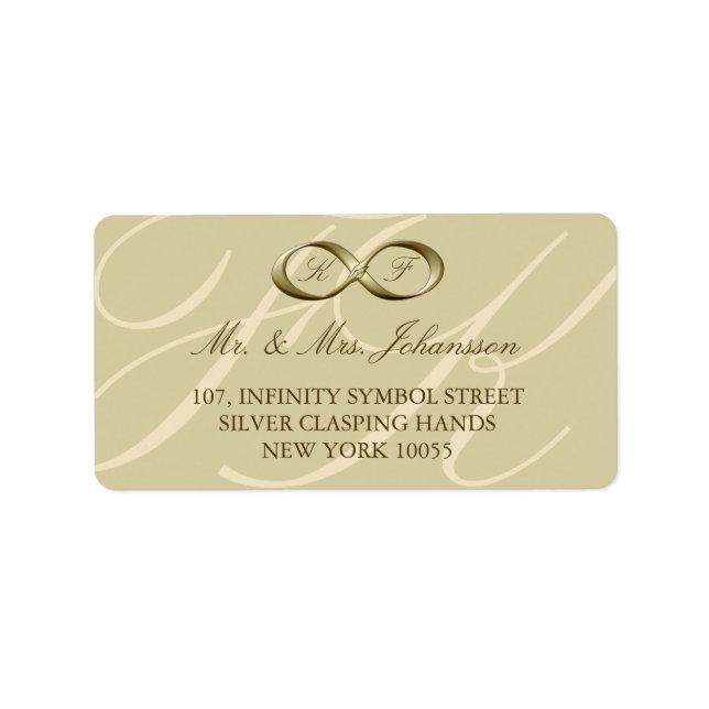 Champagne Guld Infinity Hand Clasp Bröllopsetikett Adressetikett (Framsidan)