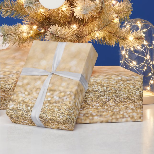 Champagne guld lätt falsk glitter gnistrar tryck presentpapper (Helgdagar)