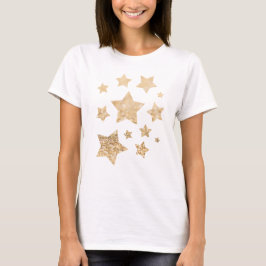 Champagne guld lättfaux glitter sparkles Stars T-shirt