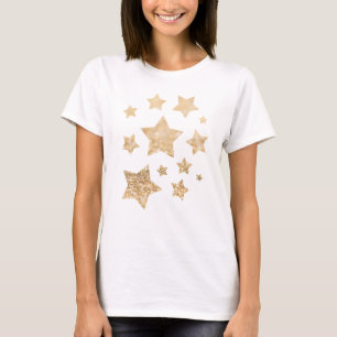 Champagne guld lättfaux glitter sparkles Stars T-shirt