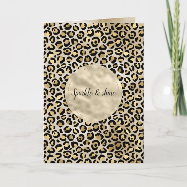 Champagne Guld Leopard Print Kort (Framsida)