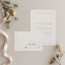 Champagne Guld Modern Minimalistisk Bröllops RSVP