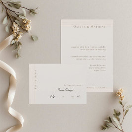 Champagne Guld Modern Minimalistisk Bröllops RSVP Inbjudningar