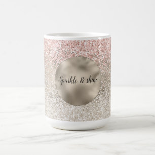 Champagne Guld Rosa White Glitzy Glitter Kaffemugg