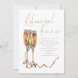 Champagne Guld Script Bröllop Rehearsal Dinner Inbjudningar