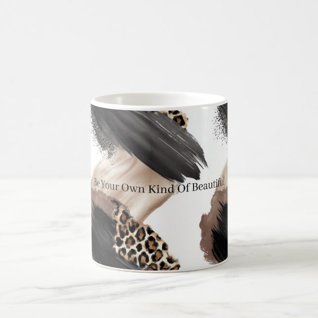 Champagne Guld Svart Leopard Abstrakt Kaffemugg (Center)