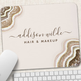 Champagne Guld Tan Brown Glitter Agate Geode Musmatta