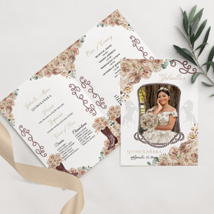 Champagne Guld Westerna Charro Quinceañera-program Inbjudan
