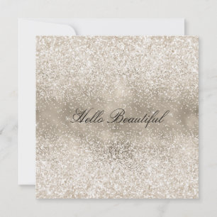 Champagne Guld White Glitzy Glitter Julkort