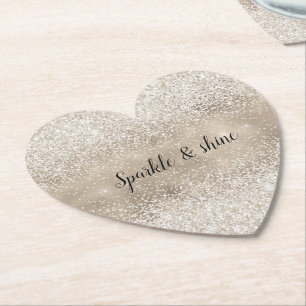 Champagne Guld White Glitzy Glitter Underlägg Papper