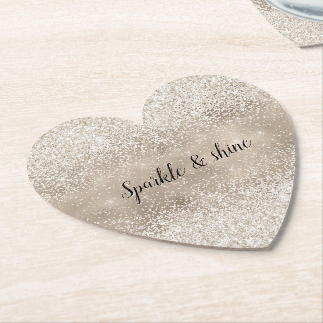 Champagne Guld White Glitzy Glitter Underlägg Papper (Vinklad)