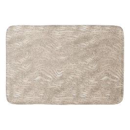 Champagne Guld White Glitzy Glitter Zebra tryck Badrumsmatta