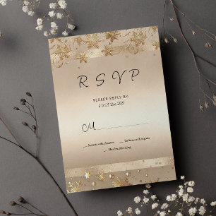 Champagne Gyllene Snöflingor Lyx RSVP Inbjudningar
