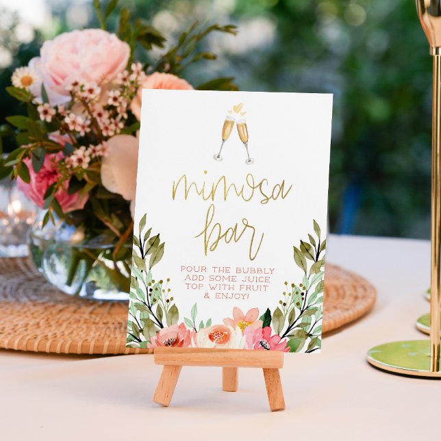 Champagne Heart Gold Bröllopsdusch Mimosa Bar-skyl Poster (Sign Mock-up)