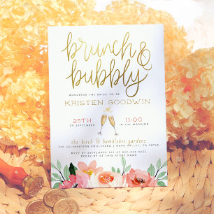 Champagne Heart Guld Brunch & Bubly Möhippa Inbjudningar