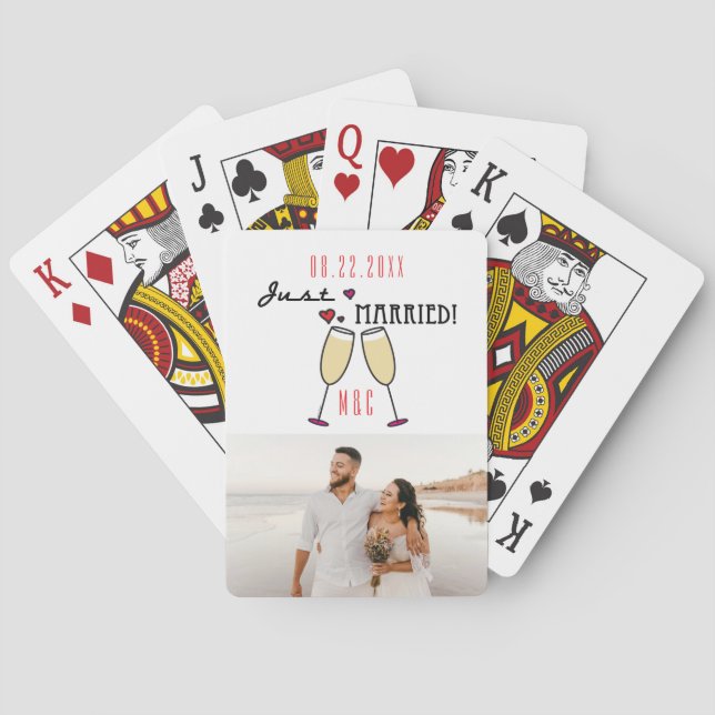 Champagne Hearts Photo Ny gifta Casinokort (Baksidan)