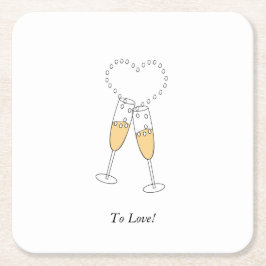 Champagne Hearts Underlägg Papper Kvadrat