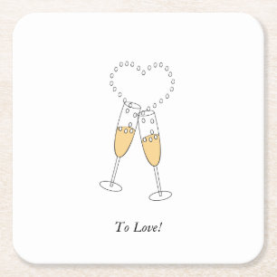 Champagne Hearts Underlägg Papper Kvadrat
