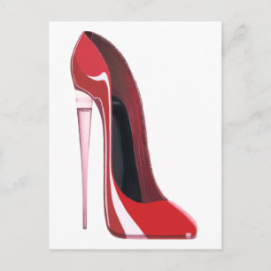 Champagne heel Red stiletto shoart Vykort