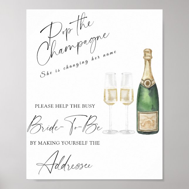 Champagne - hjälp den upptagna bruden Adress Poster (Framsidan)