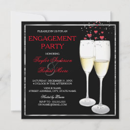 Champagne Hjärtförlovningsfest Fotoinbjudan Inbjudningar