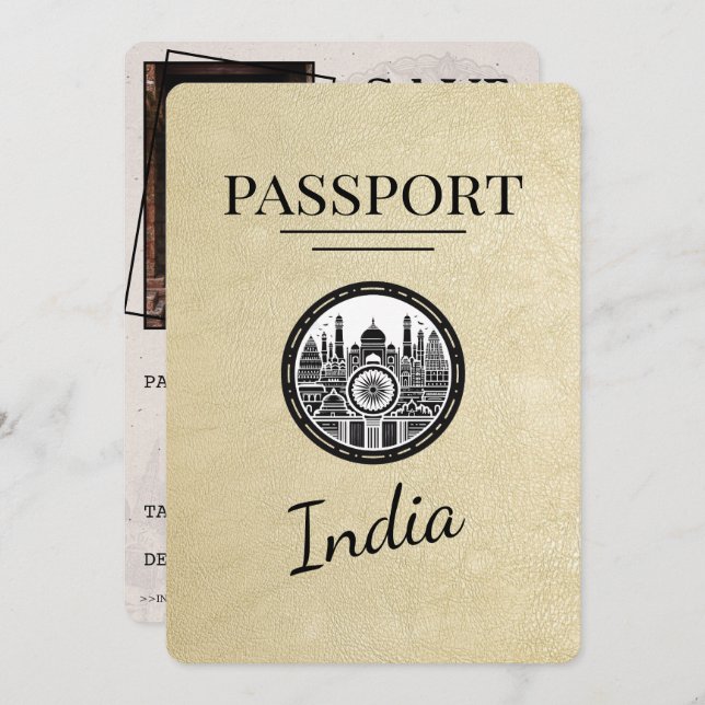 Champagne India Passport - spara datum Spara Datumet (Fram/baksida)
