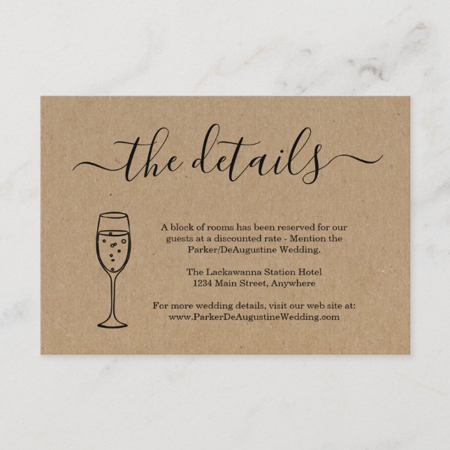 Champagne Informationsdetaljer Enclosurekort Tilläggskort (Framsida)