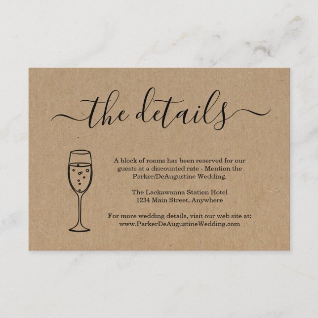 Champagne Informationsdetaljer Inneslutande Kort (Framsida)