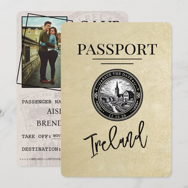 Champagne Ireland Passport Spara datum Datumet (Fram/baksida)