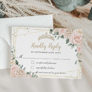 Champagne Ivory Blommigt Quinceañera Sweet 16 OSA Kort