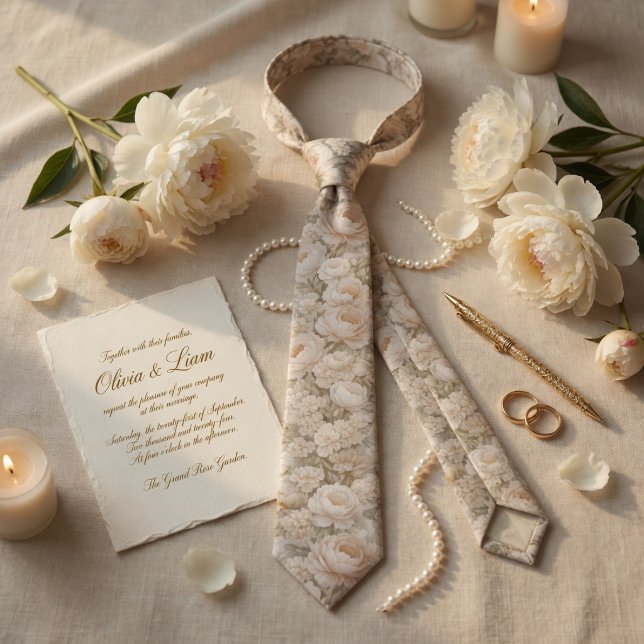 Champagne Ivory Floral Wedding Slips (Skapare uppladdad)