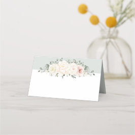 Champagne Ivory  Rosa Blommigt Greenery Bröllop Placeringskort
