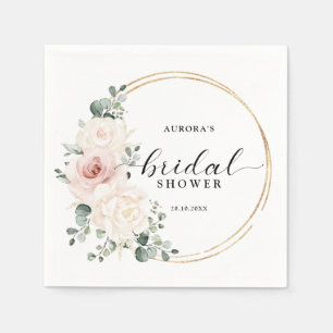 Champagne Ivory  Rosa Blommigt Möhippa Pappersservett