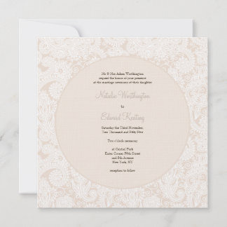 Champagne Ivory Snöre Monogram bröllopsinbjudan Inbjudningar