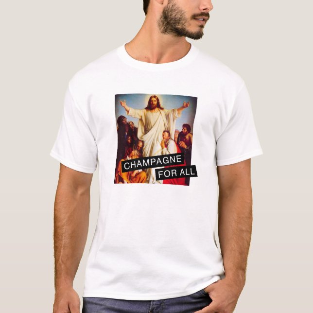 Champagne Jesus Tee Shirt (Framsida)