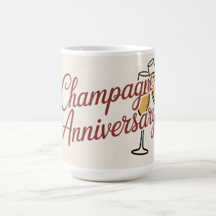 Champagne-jubileumsfirande skriptgrafik kaffemugg