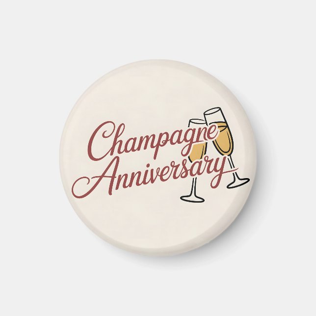 Champagne-jubileumsfirande skriptgrafik magnet (Framsidan)