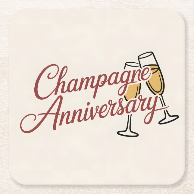 Champagne-jubileumsfirande skriptgrafik underlägg papper kvadrat (Framsidan)