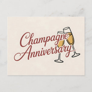 Champagne-jubileumsfirande skriptgrafik vykort