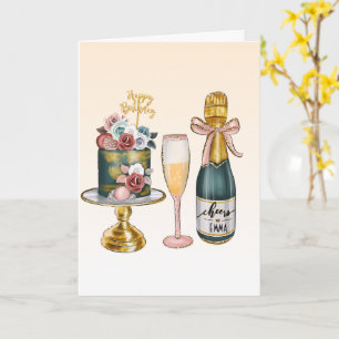 Champagne   Kaka från födelsedagar Kort