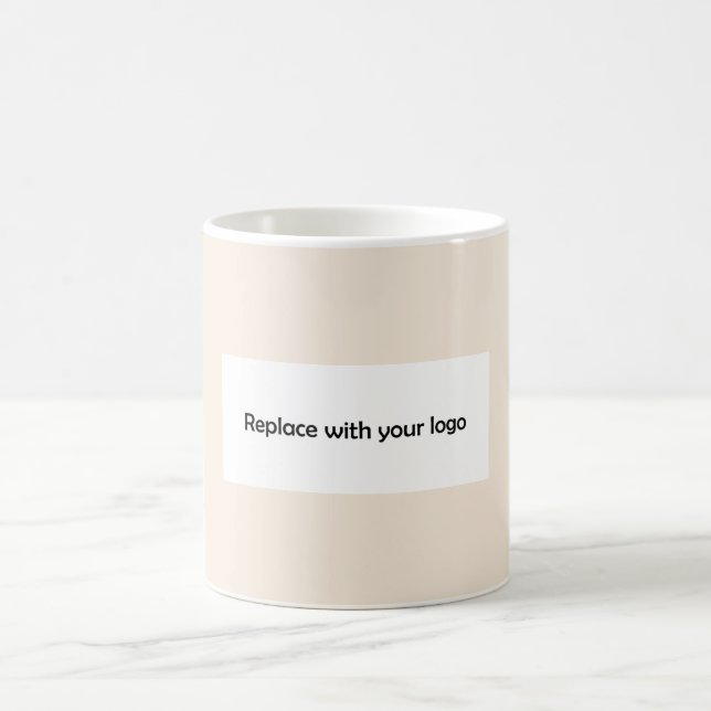 Champagne kräm affärslogotyp rektangulär kaffemugg (Center)
