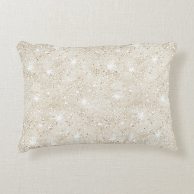 Champagne Kräm Sand Glitter Prydnadskudde (Framsidan)