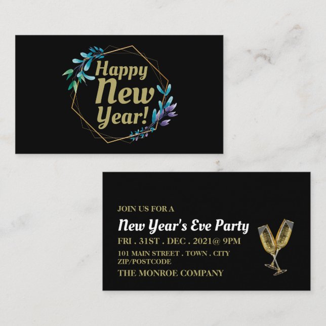 Champagne & krans, Nyårsfestbiljett Tilläggskort (Fram/baksida)