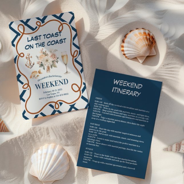 Champagne Kusten Nautical Ro Bachelorette Inbjudningar (Skapare uppladdad)