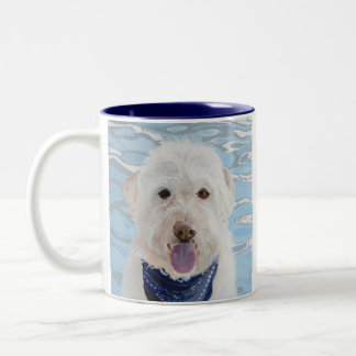Champagne Labradoodle med vattenmug.en Två-Tonad Mugg
