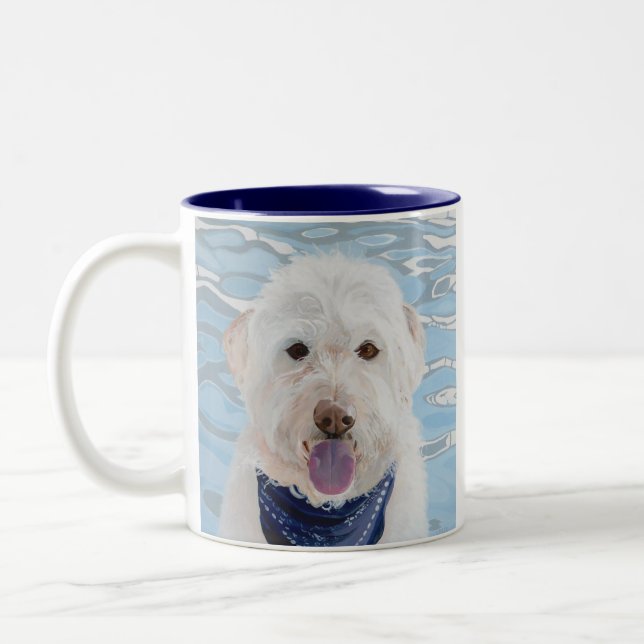 Champagne Labradoodle med vattenmug.en Två-Tonad Mugg (Vänster)