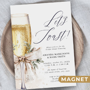 Champagne Låt Oss Toast Vinter Bröllopsdusch Magnetisk Inbjudningskort