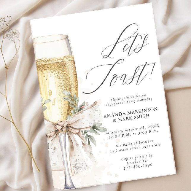 Champagne Låt Oss Toast Vinter Förlovning Inbjudningar (Skapare uppladdad)
